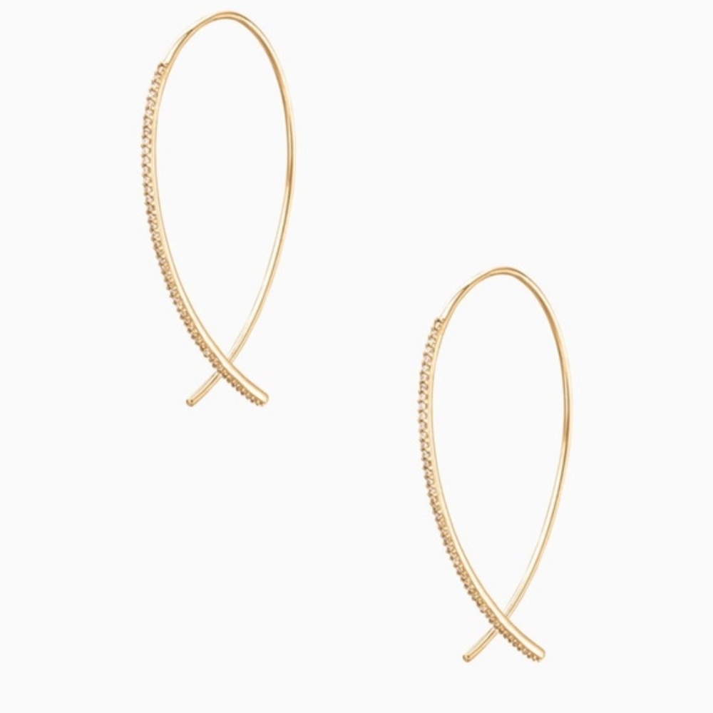 :: Stella and Dot⚜️GOLD Pavé Arc Earrings - Picture 2 of 6